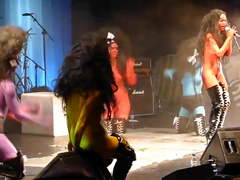 Crazy group body paint ladies public nude concert stage