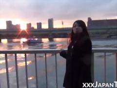 Japanese teen enjoys it when you stare at her pussy outside